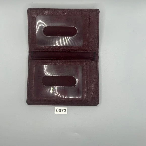 Burberry Haymarket Check Card Holder Wallet Burgundy Leather Snap Closure - Picture 3 of 5
